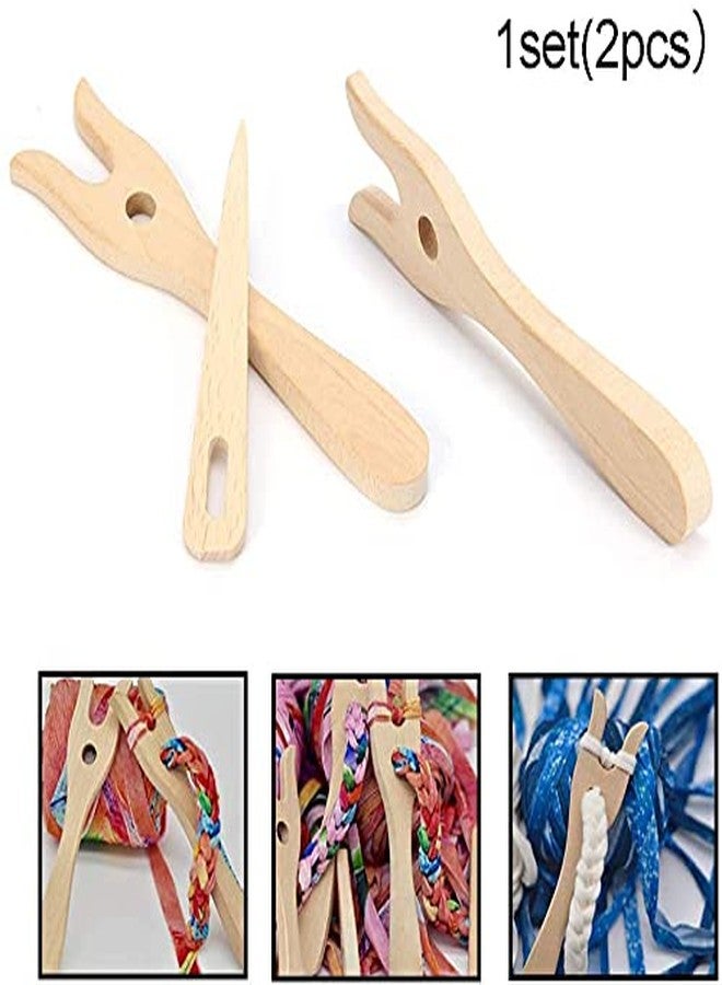 جيرن مجموعة شوكة حياكة خشبية من جيرن® مع إبرة ذات ثقب كبير، أداة حياكة يدوية لصنع الأساور والضفائر - Image 4